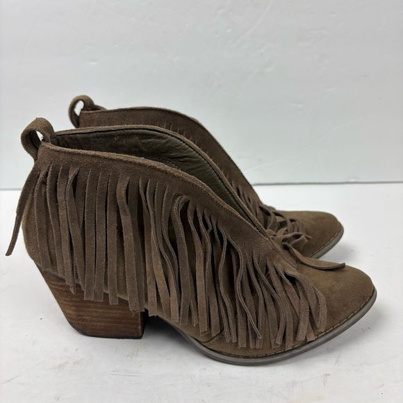 CORKYS Millie Brown Fringe Suede Western Ankle Booties Womens Size 8 - Picture 4 of 9